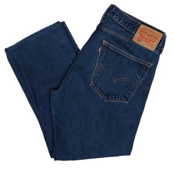 MEN'S LEVI'S 505 REGULAR FIT DARK WASH JEANS (36 X 29) - Picture 4 of 12